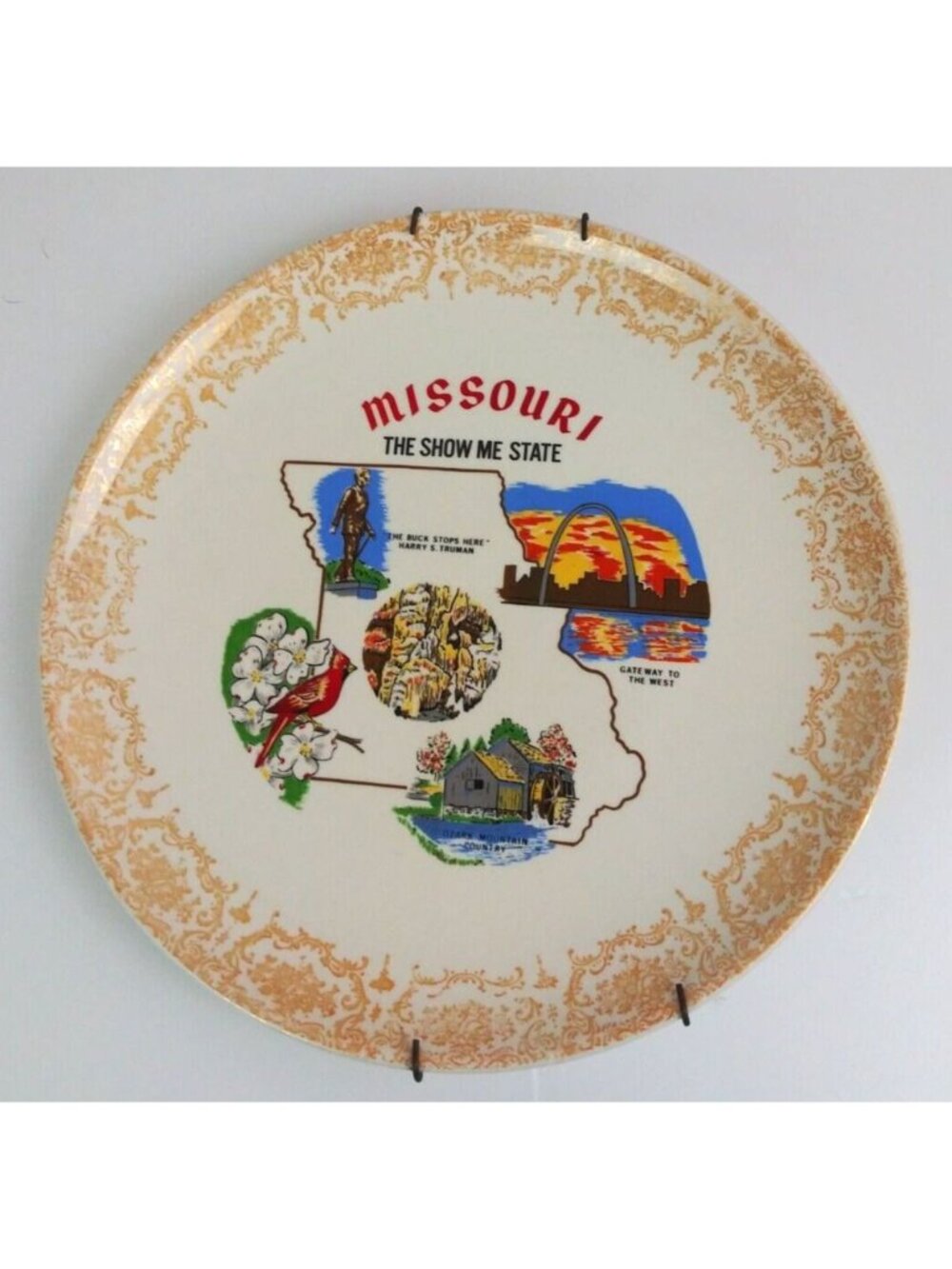 Vintage Colorful Missouri The Show Me State Decorative Plate 9.25" With Hanger